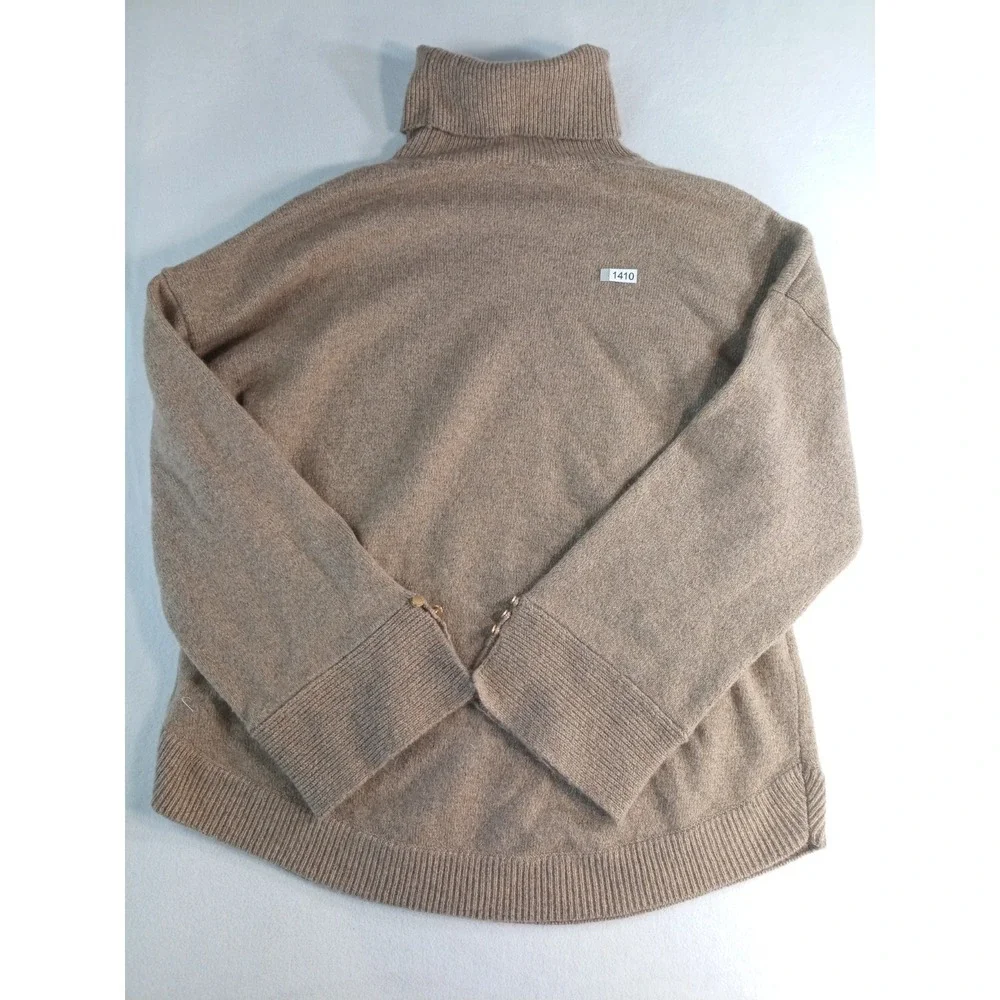 Michael Kors Turtleneck Sweater Wms L Khaki Brown Waffle Knit